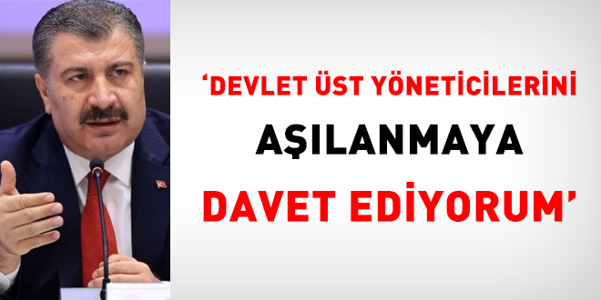Bakan Koca: Devlet üst yöneticilerini aşılanmaya davet ediyorum