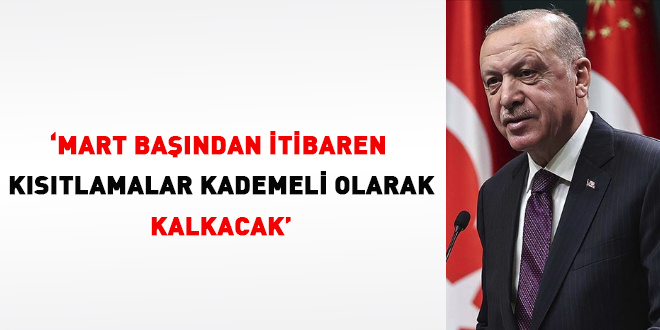 Erdoğan: Mart başından itibaren kısıtlamalar kademeli olarak kalkacak