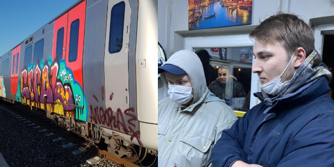Bakent'te tren vagonlarn boyayan iki Rus yakaland