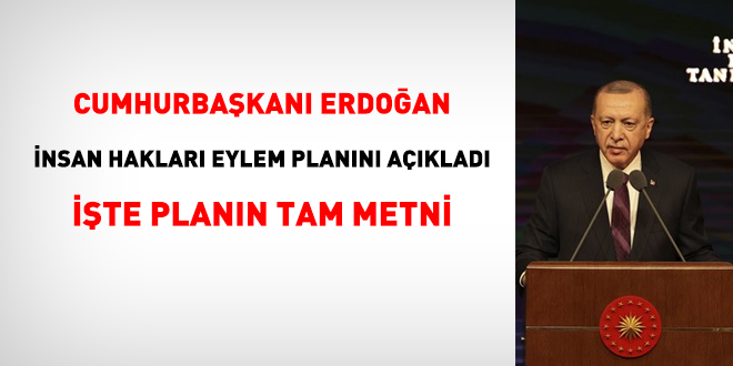 Erdoğan'ın açıkladığı İnsan Hakları Eylem Planının tam metni