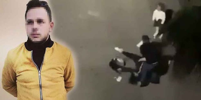 Sokak ortasında eşini darp eden zanlı tutuklandı