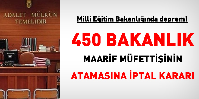 Mahkeme, 450 Bakanlk Maarif mfettiinin atamasn iptal etti