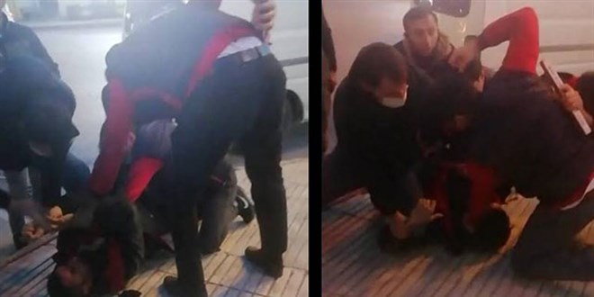 Market �al��anlar�, h�rs�zl�k ��phelisini yakalay�p polise teslim etti; o anlar kamerada