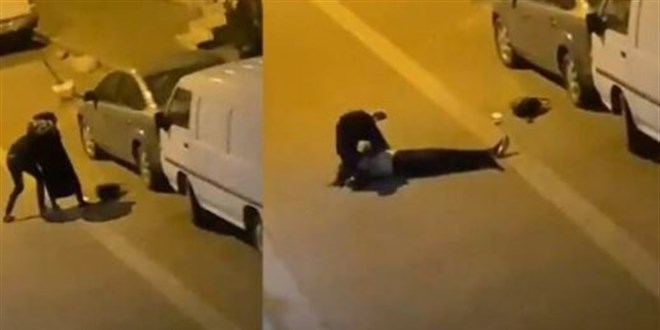 Yol ortasında kadına şiddet
