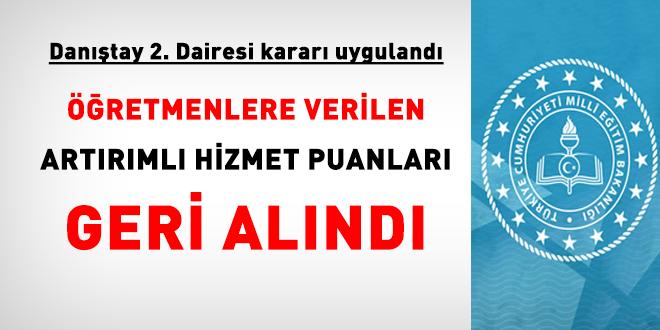 MEB, öğretmenlerin artırımlı hizmet puanlarını geri aldı