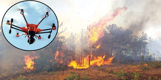 Orman yangnlarna termal kameral dronlar