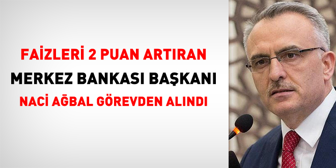 Merkez Bankası Başkanı Naci Ağbal görevden alındı