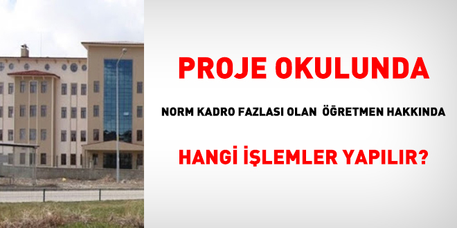 Proje okulunda norm kadro fazlası durumuna düşen öğretmen hakkında hangi işlemler yapılır?