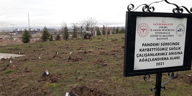 Ankara'da vefat eden sağlık çalışanları anısına fidan dikildi