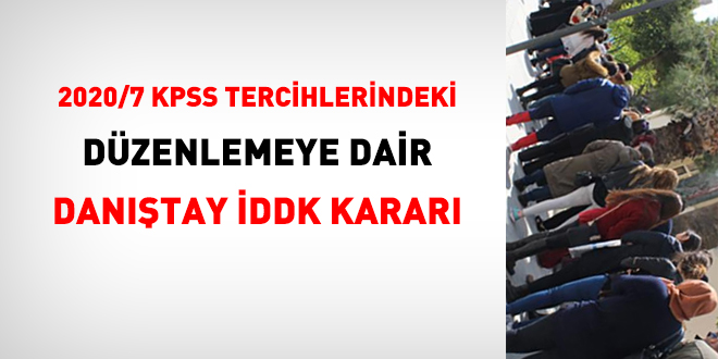 2020/7 KPSS tercihlerindeki dzenlemeye dair Dantay DDK karar