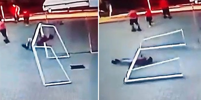 Okul bahçesinde maç yaparken asıldığı kale direğinin altında kaldı