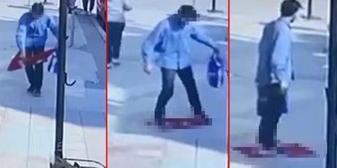 Türk bayrağını yere serip üzerine bastı, gözaltına alındı