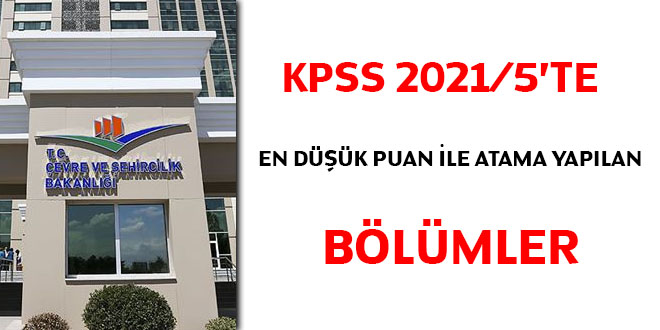 KPSS 2021/5'te en dk puan ile atama yaplan blmler