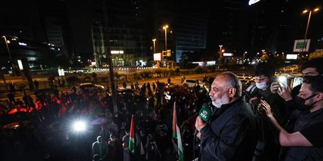 İsrail Başkonsolosluğu önünde, Mescid-i Aksa saldırısı protesto edildi