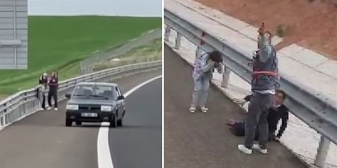 Ankara'da otoyol kenarında kadına şiddet kamerada