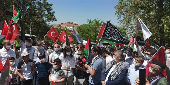 Ankara'da srail protestosu: Hayatlarn kaybeden Filistinliler iin gyabi cenaze namaz klnd