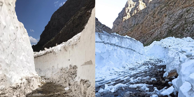Kar kalınlığının 4 metreyi bulduğu yayla yolu açıldı