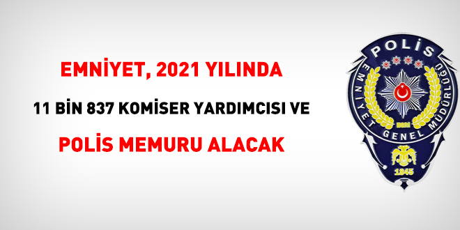 Emniyet, 2021 ylnda 11 bin 837 komiser yardmcs ve polis memuru alacak