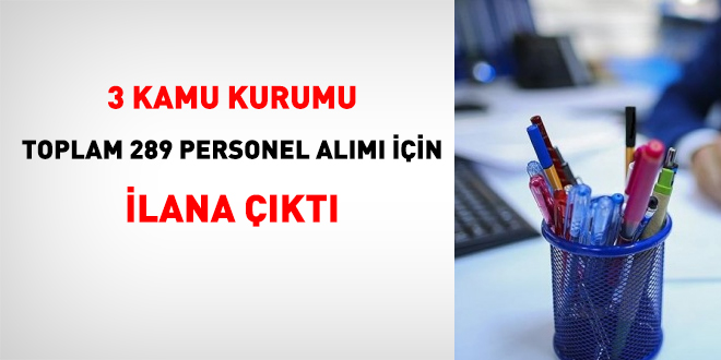3 Kamu Kurumu 289 personel almak için ilana çıktı