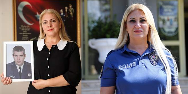 Şehit babalarından görev bayrağını kızları devraldı