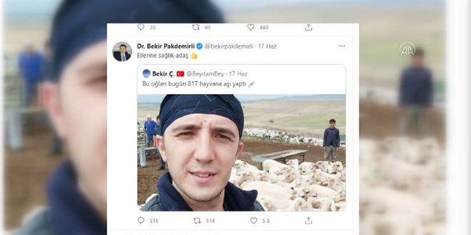 Bakan Pakdemirli'nin paylaşımı veteriner hekimi mutlu etti