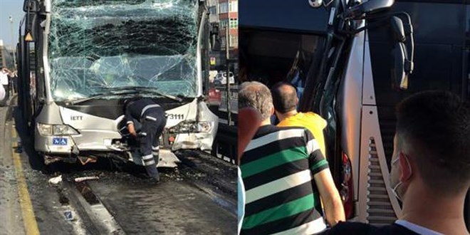 Küçükçekmece'de metrobüsler çarpıştı