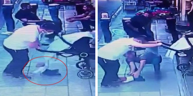 Dalgn baba bebei arabasndan drd: O anlar kamerada