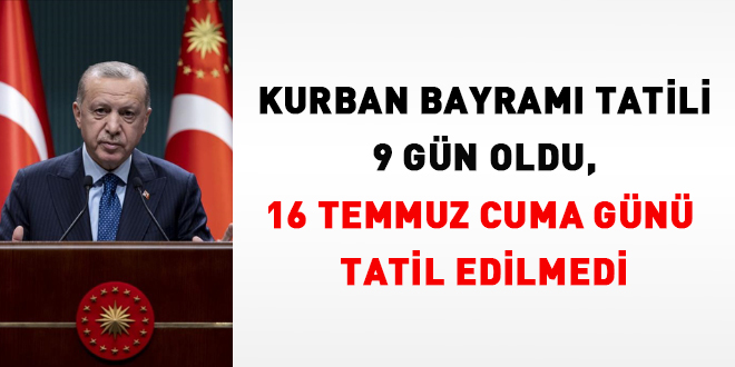 Kurban bayramı tatili netleşti