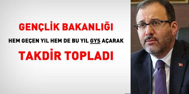 Gençlik Bakanlığı hem geçen yıl hem de bu yıl GYS açarak takdir topladı