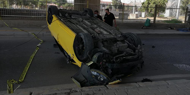 Kaldrmda yrrken takla atan aracn arpt yaya ld