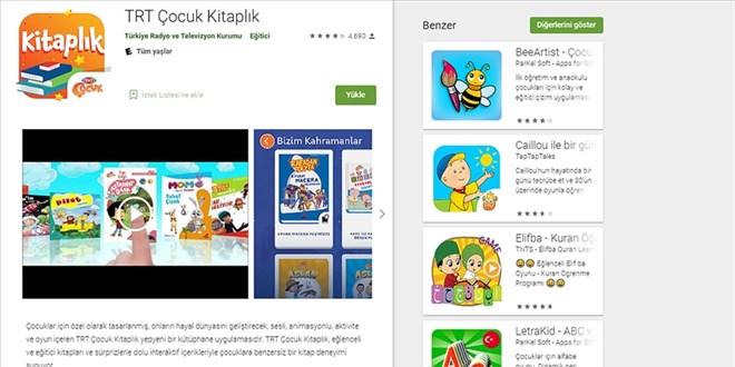 TRT Çocuk Kitaplık uygulamasını 1 milyon kişi indirdi
