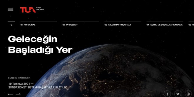 Trkiye Uzay Ajansnn internet sitesi dle layk grld