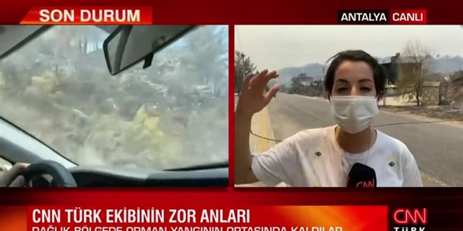 CNN Trk ekibi, Manavgat'ta alevlerin iinde kald