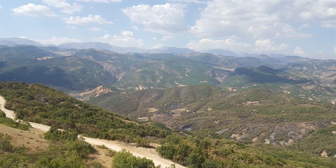 Tunceli'de teröristlerce çıkarılan örtü yangını söndürüldü