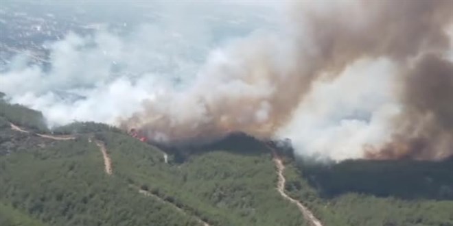 Hatay'da çıkan orman yangınına havadan ve karadan müdahale ediliyor