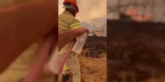 Su içmeyi reddedip orman yangınına müdahale devam etti