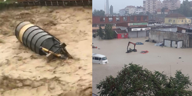 Türkeli sele teslim: Beton santrali sele kapıldı