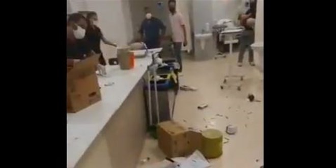 Alkollü geldi, sağlık çalışanlarının üzerine yürüyüp masayı dağıttı
