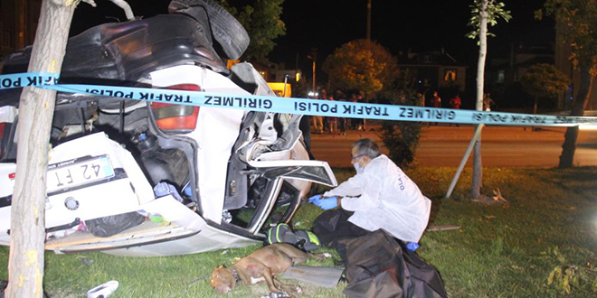 Otomobil ağacı koparıp takla attı: 1 ölü, 2 yaralı
