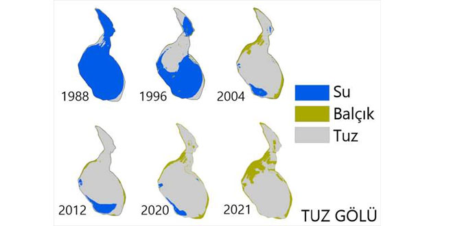 Tuz Gölü'ndeki kuraklık uydu görüntülerinde
