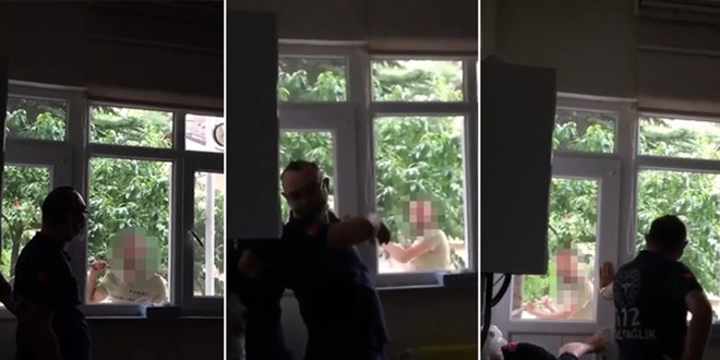 112 istasyonuna sopal� sald�r� kamerada