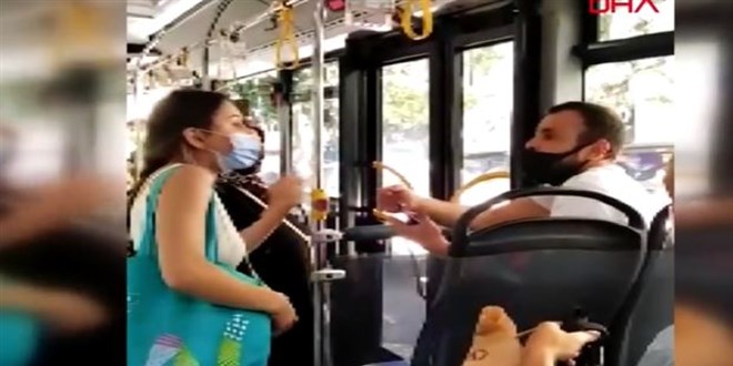 Maskesini burnunun altına indirdi, otobüs karıştı