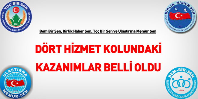Bem Bir Sen, Toç Bir Sen, Ulaştırma Memur Sen, Birlik Haber Sen varılan uzlaşma maddelerini açıkladı