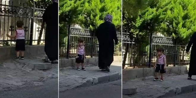 Tepki �eken g�r�nt�: �ocu�un beline ip ba�lay�p gezdirdi