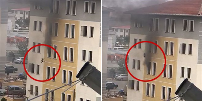 Yangında annenin, çocuğunu kurtarmak için 5. kattan attı