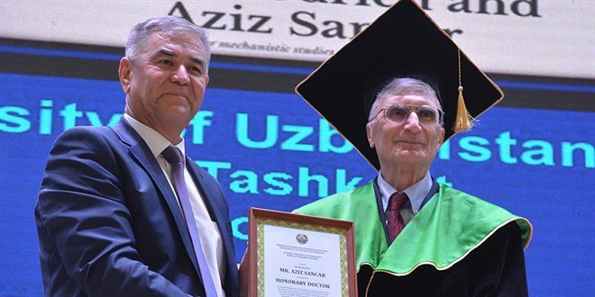 Aziz Sancar'a zbekistan'da fahri doktora unvan verildi