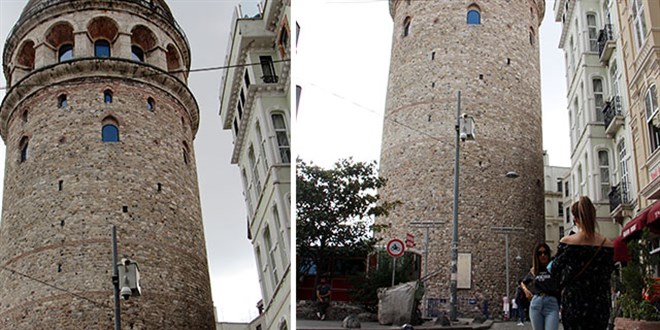 Galata Kulesi önündeki KGYS direğine 'fotoğraf' düzenlemesi