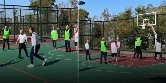 Erdoğan, bakan ve danışmanları ile basket maçı yaptı