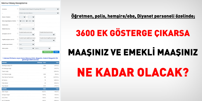 3600 ek gösterge çıkarsa maaşınız ve emekli maaşınız ne kadar olacak?