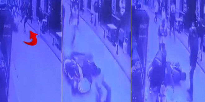 Polisten kaçan motosikletliyi bir tekmeyle yere serdi